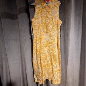 1901 Yellow Belted Fit and Flare Dress